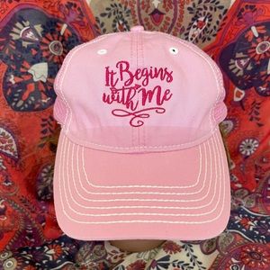 Pink “It Begins With Me” Women’s empowerment snap back baseball cap